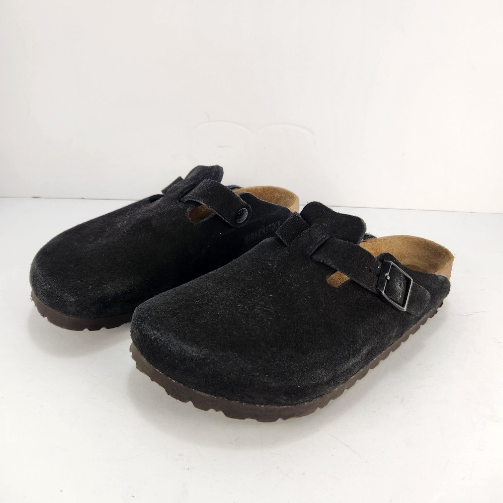 Birkenstock Boston Clogs Women's 5 EU 36 Black Suede Leather Narrow